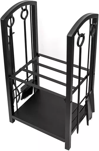 Olympia Tools 5-Piece Fireplace Tool Set With Log Rack – 87-368