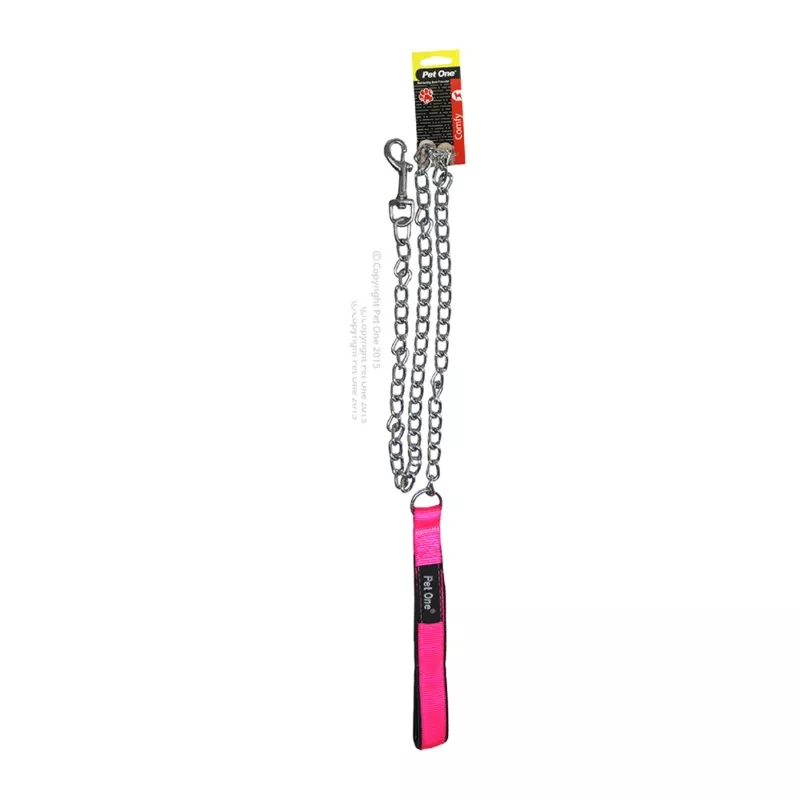 *PADDED CHAIN LEAD 120CM 3.5MM PINK