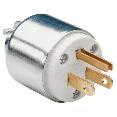 Pass & Seymour Armored Plug – White – 15 amp