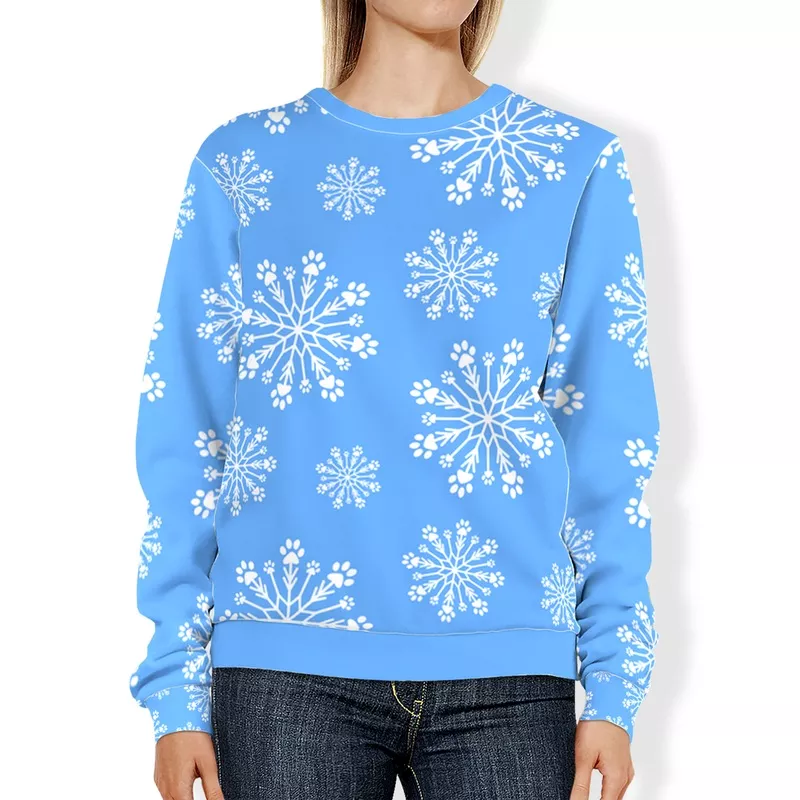 Paw Snowflake All-Over Print Sweatshirt