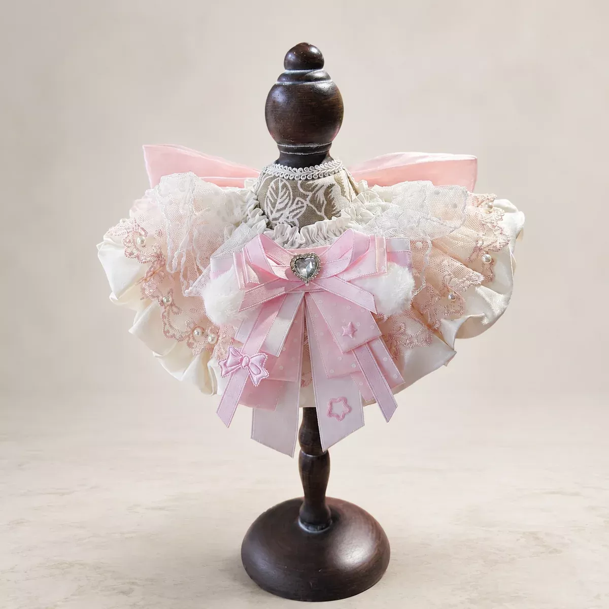 Pink Bow Satin Lace Pet Bib Collar