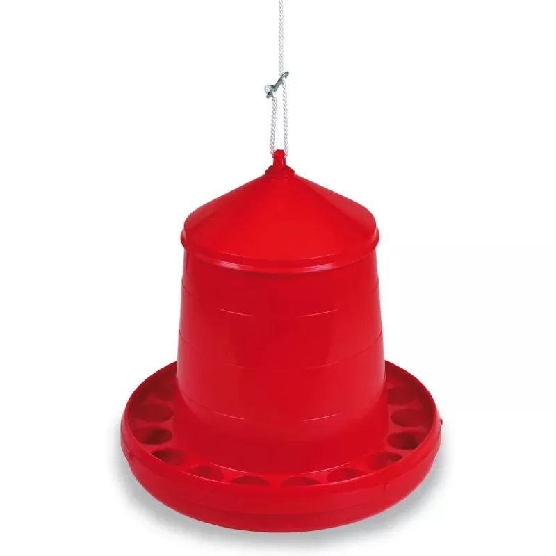 Plastic Hanging Feeders for Chickens & Poultry Red