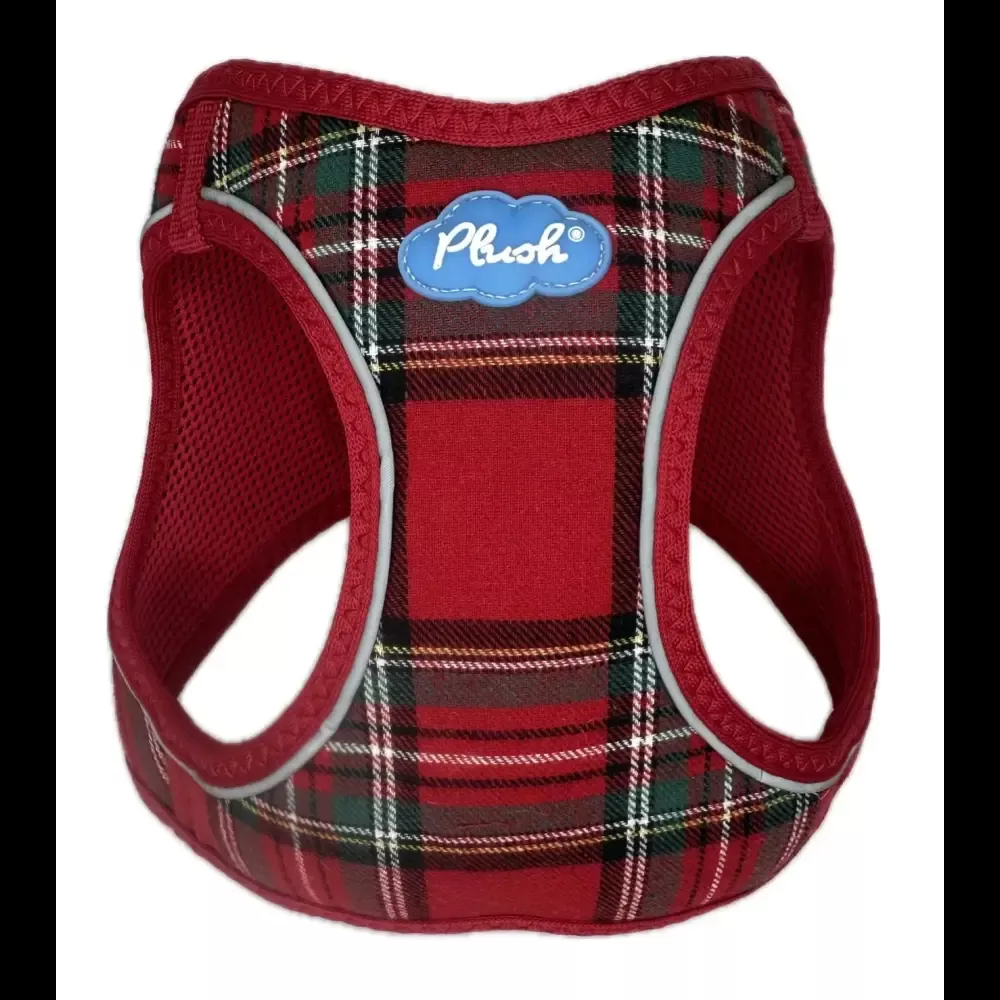 Plush Step In Harness Plaid Red