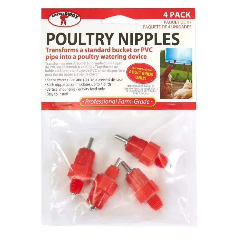 Poultry Waterer Nipples for Bucket or Pipe 4 Pack