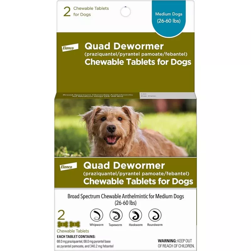 Quad Dewormer Chewable Tablets for Dogs