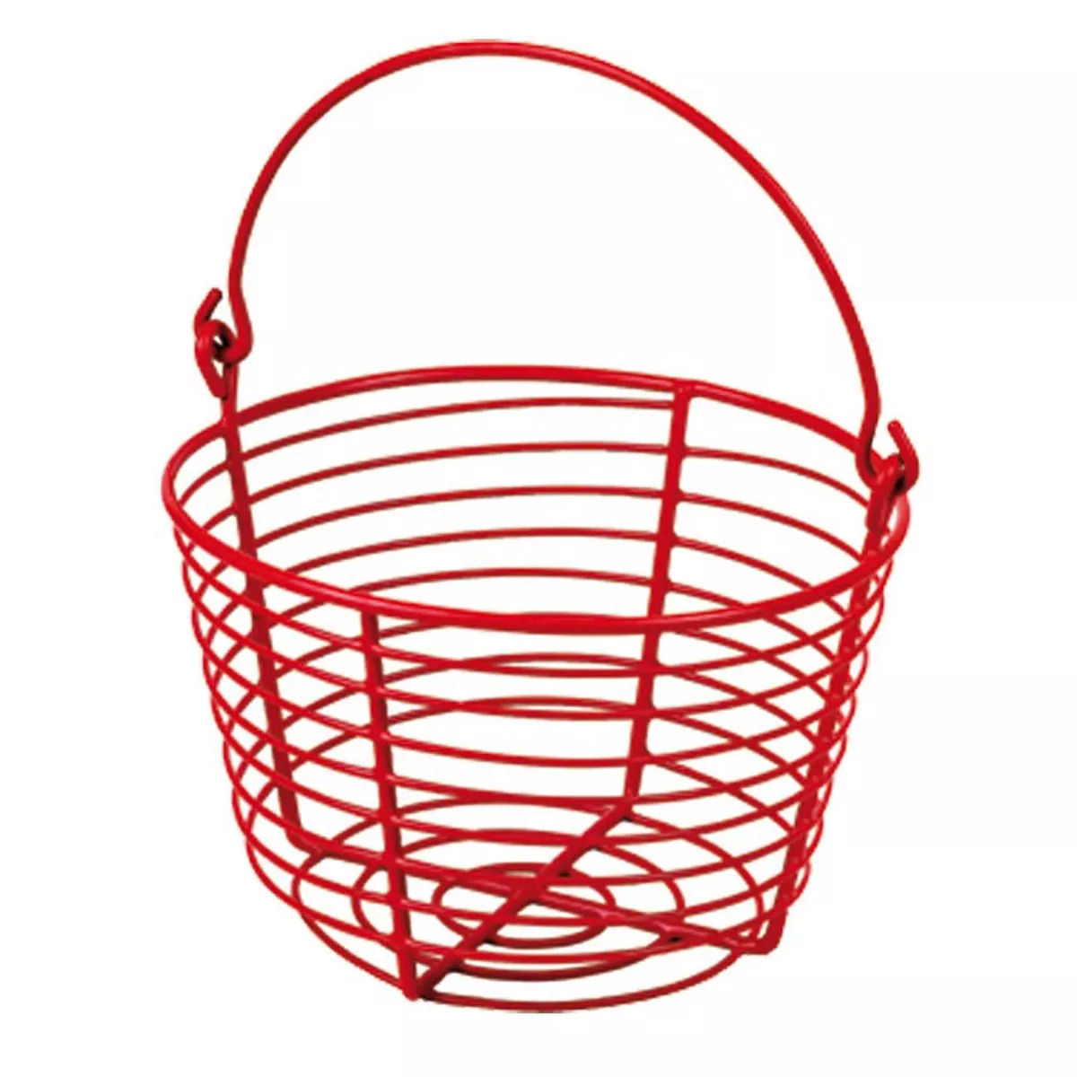 Red Wire Chicken Egg Basket with Handle Holds 2436 Eggs