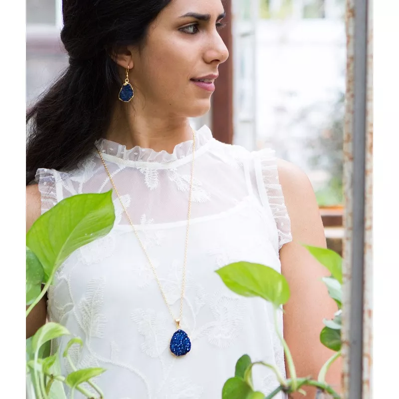 Rishima Druzy Drop Necklace Amethyst