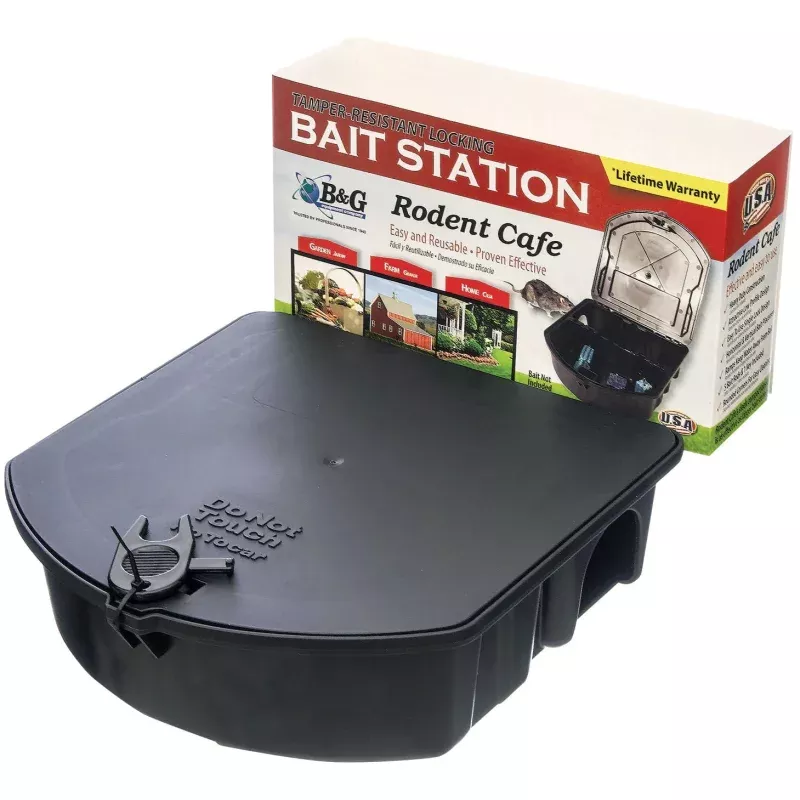 Rodent Cafe Locking Bait Station, Each Black