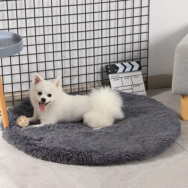 Round Dog Bed Soft Brown