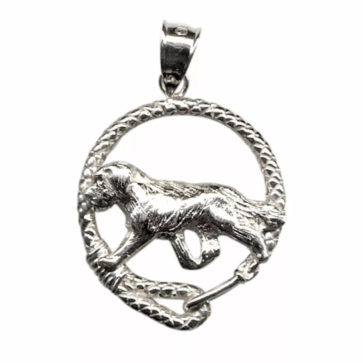 Saint Bernard in Solid Sterling Silver Leash Pendant