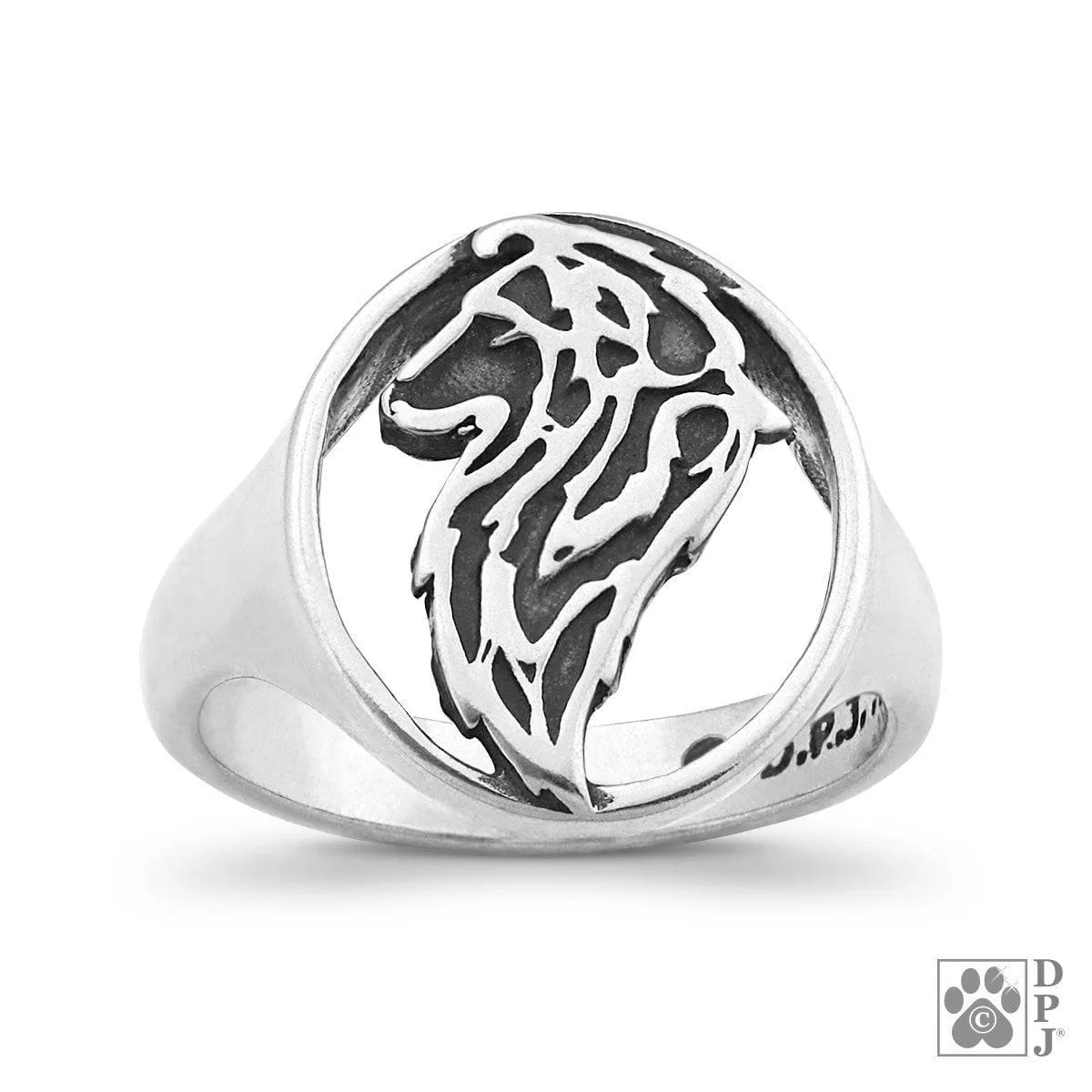 Shetland Sheepdog, Head, Sterling Silver Ring