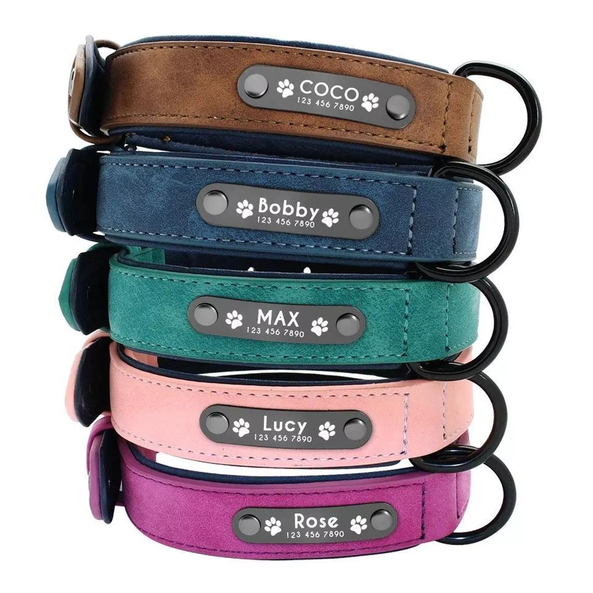 Soft Leather Collar with Custom Tag