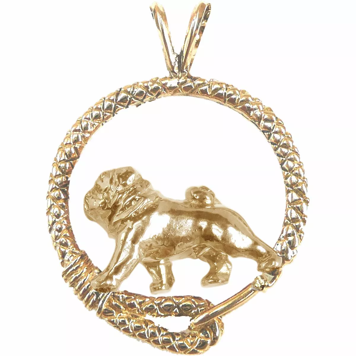 Solid 14K Gold Pug Leash Pendant