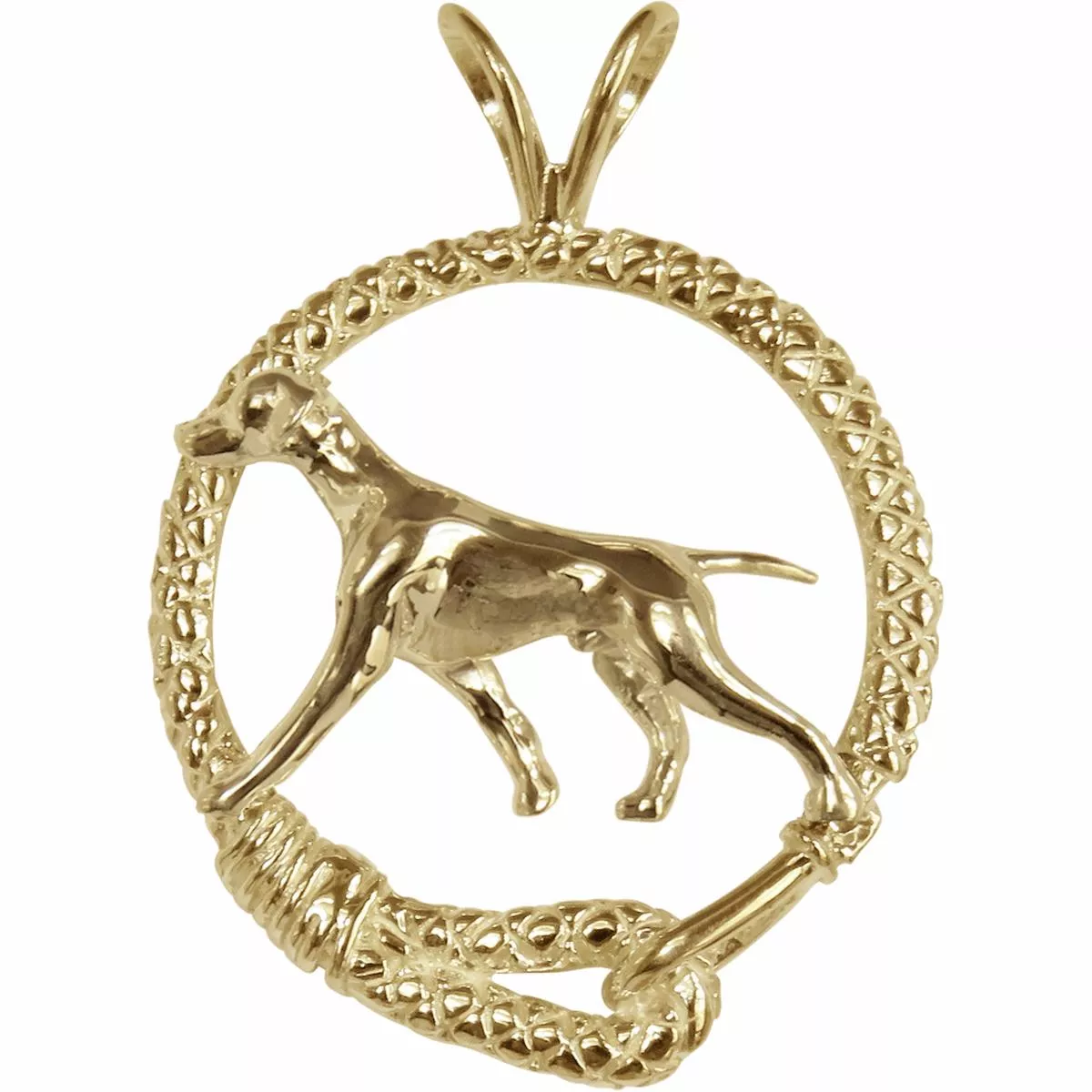 Solid 14K Gold Vizsla Leash Pendant