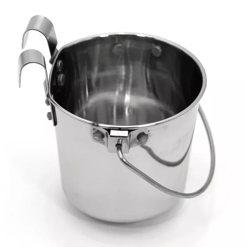 Stainless Steel Pail, Flat Sided Hook-On with Rivets