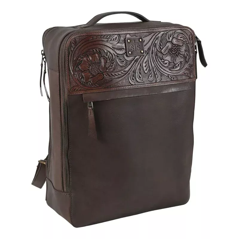 STS Westward Tooled Leather Women's Backpack Brown
