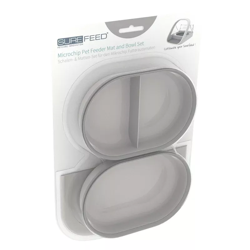 SureFeed Microchip Feeder Mat and Bowl Set Grey