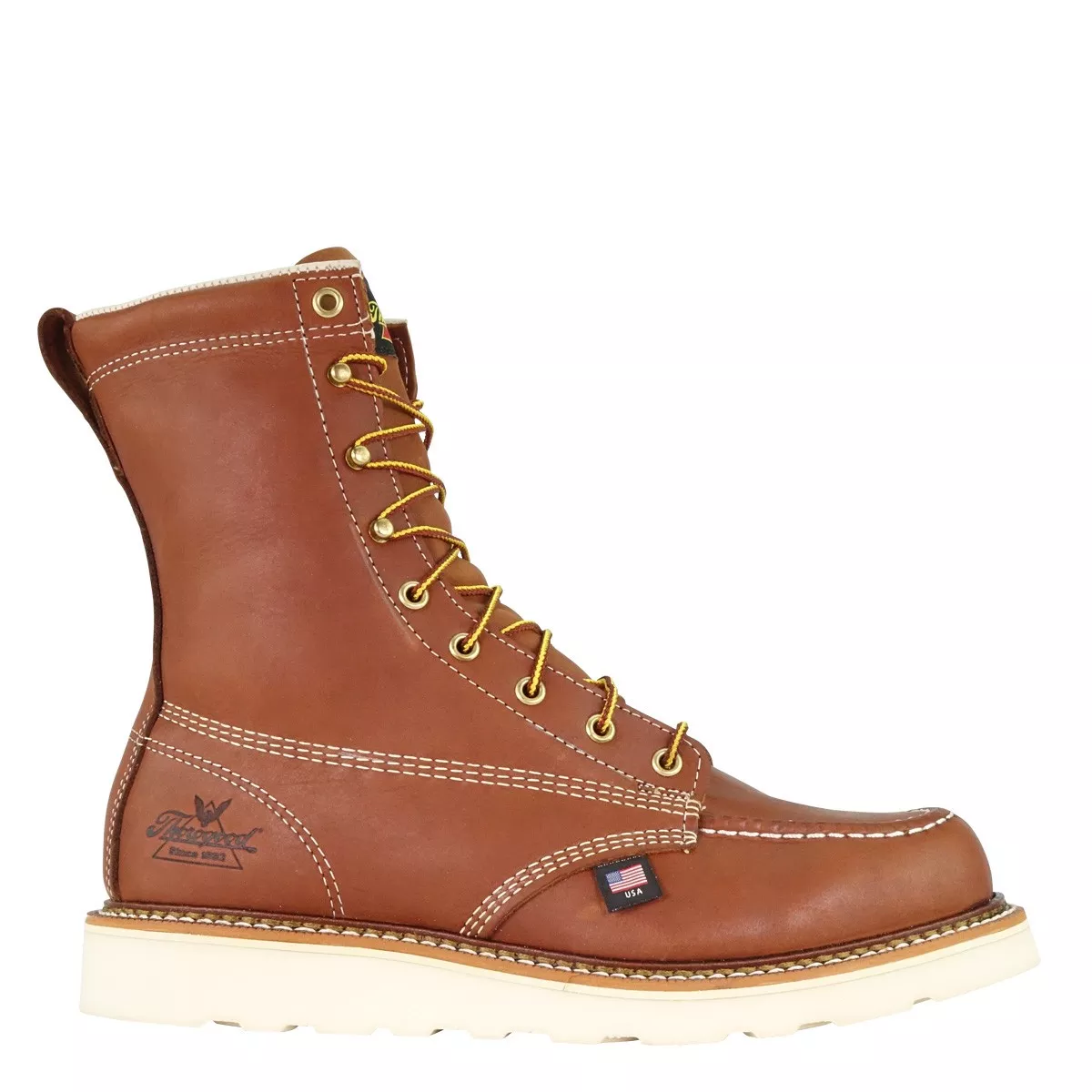Thorogood Men's 8" Wedge Sole Moc Toe Work Boots - Tan