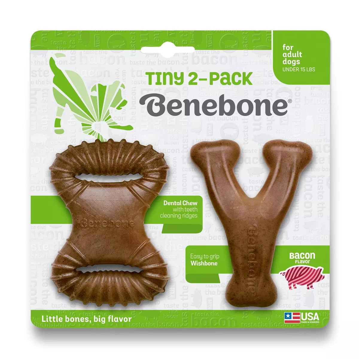 Tiny 2 – Pack Dental Chew/Wishbone Bacon