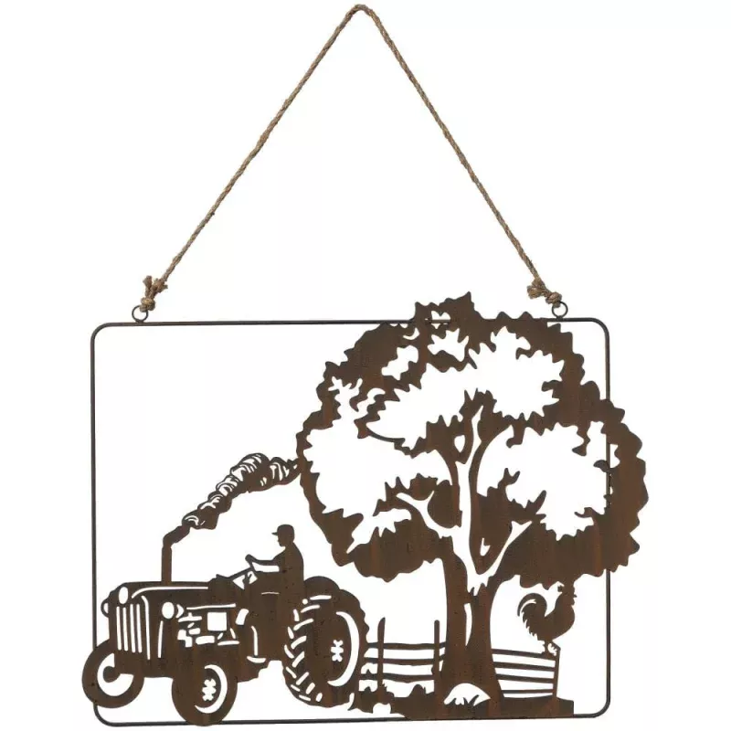 Tractor Scene Wall Hanging Brown