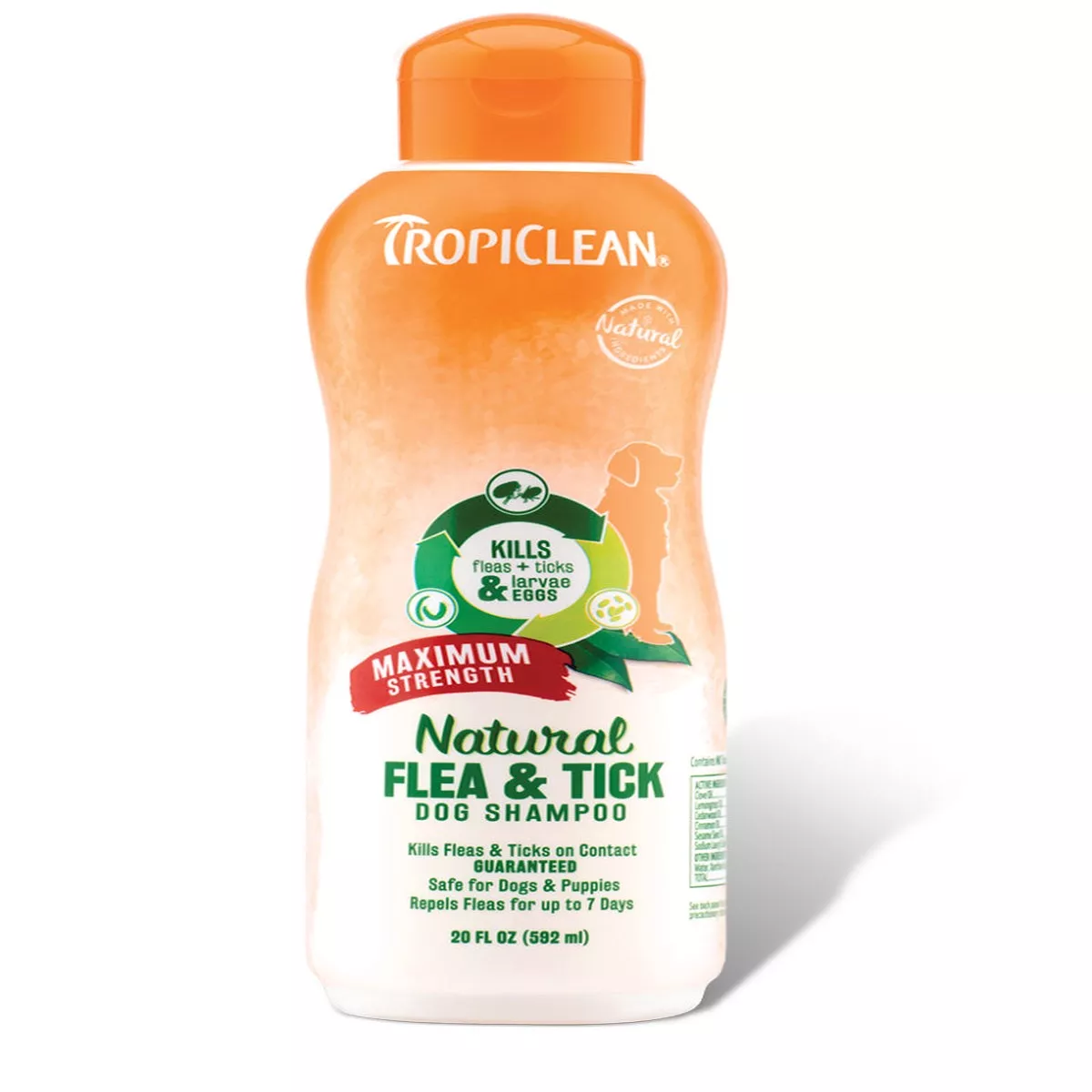Tropiclean Natural Flea & Tick Shampoo, Maximum Strength 20oz