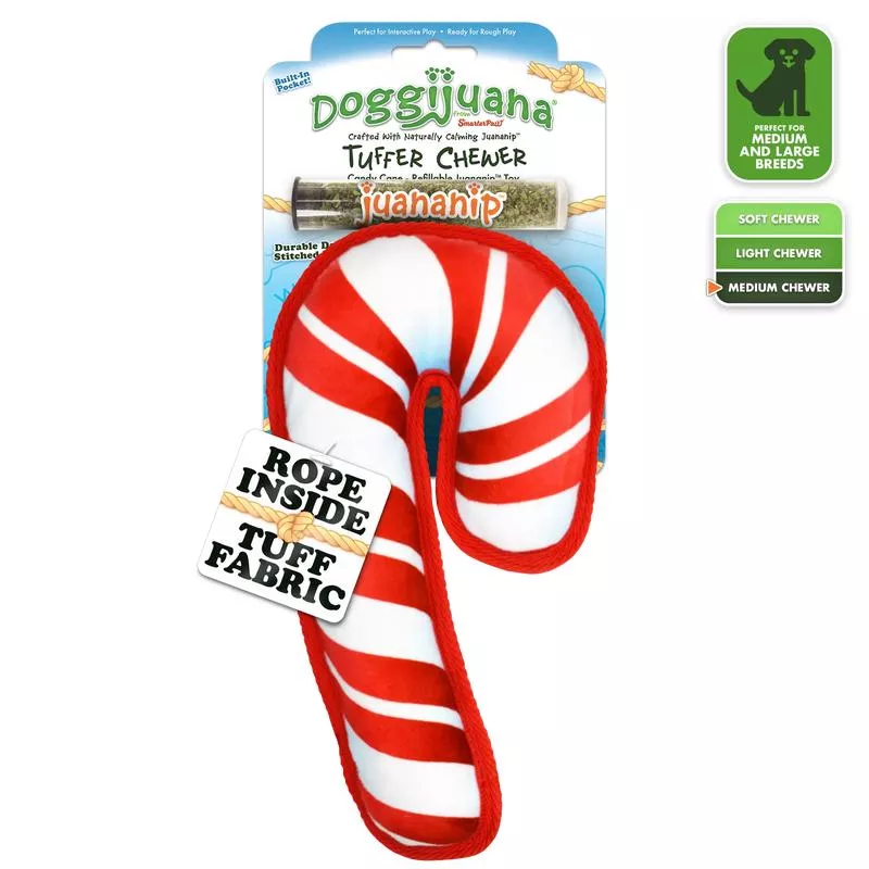 Tuffer Chewer Candy Cane Refillable Dog Toy