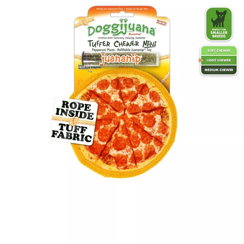 Tuffer Chewer Mini Pepperoni Pizza Refillable Dog Toy