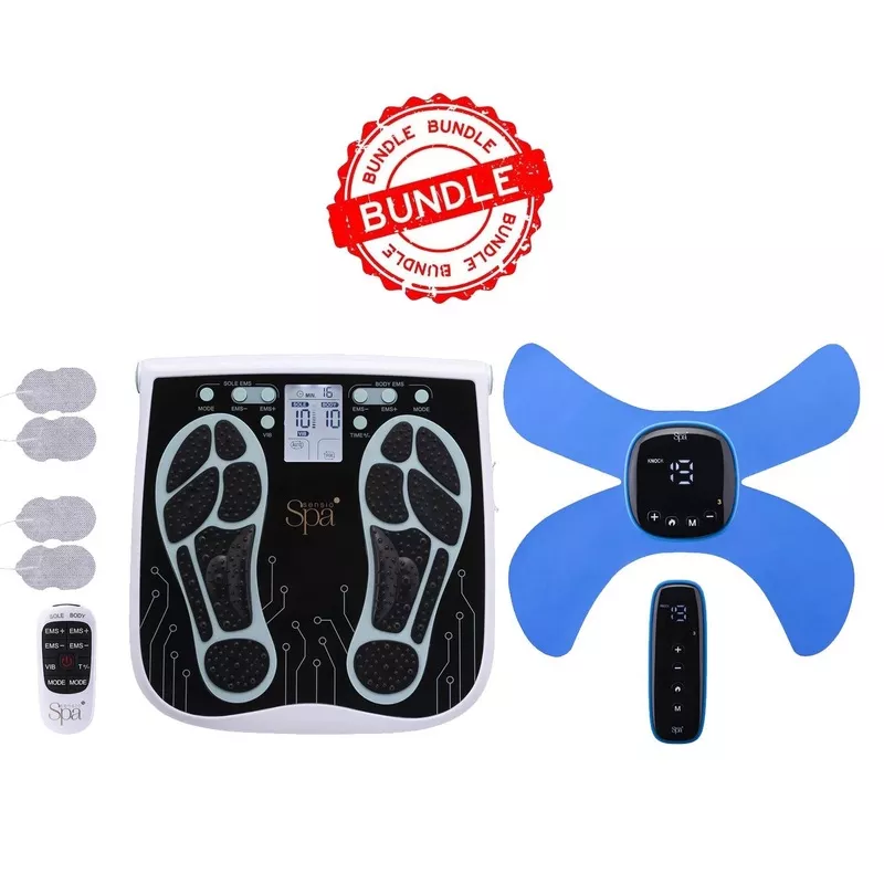 Value Bundle: Foot & Legs EMS Machine + EMS & Heat Massager, Blue