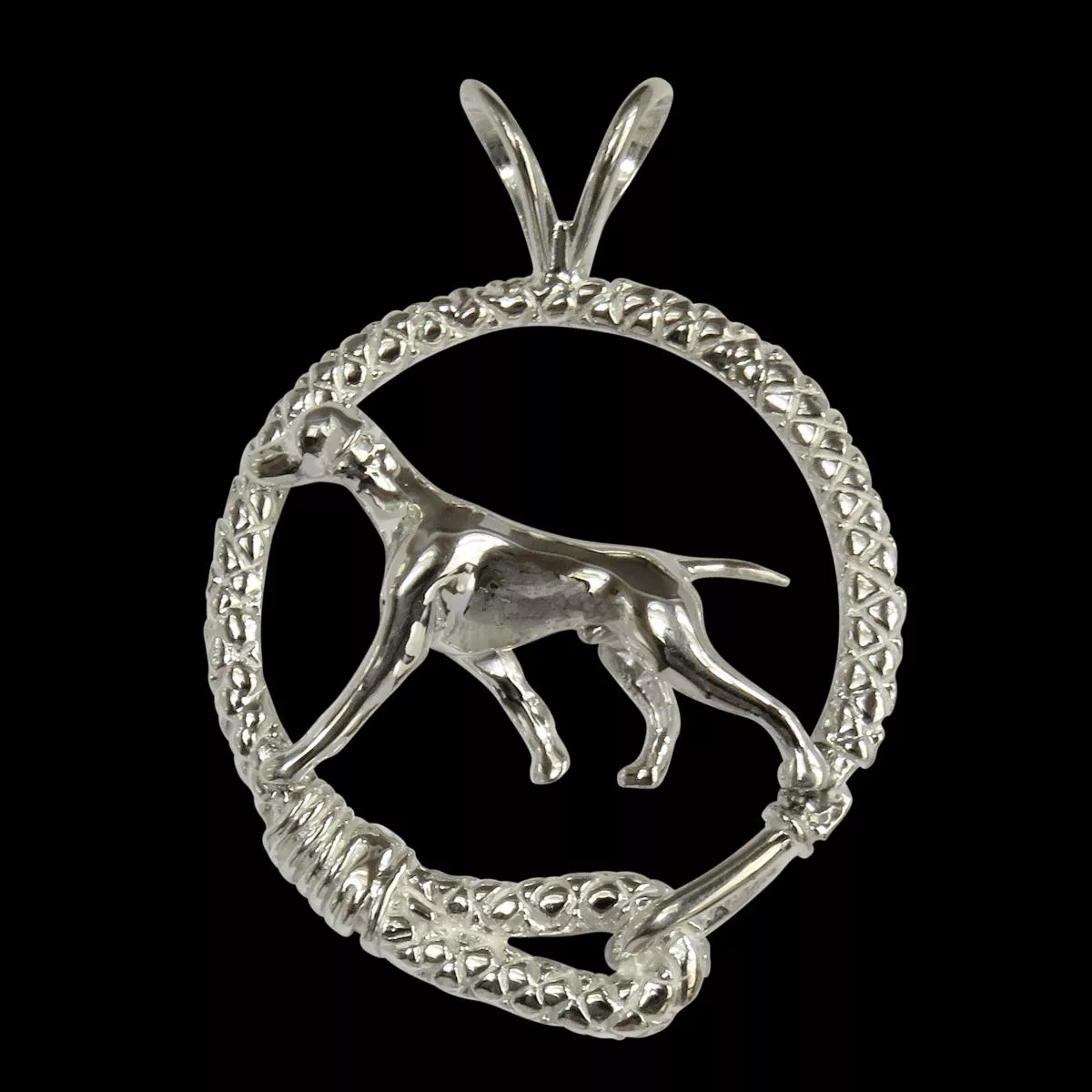 Vizsla in Solid Sterling Silver Leash Pendant