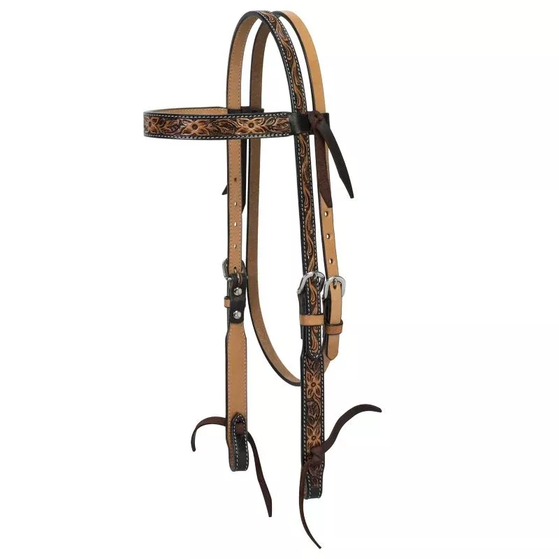 Weaver Turq Cross Floral Tool Headstall