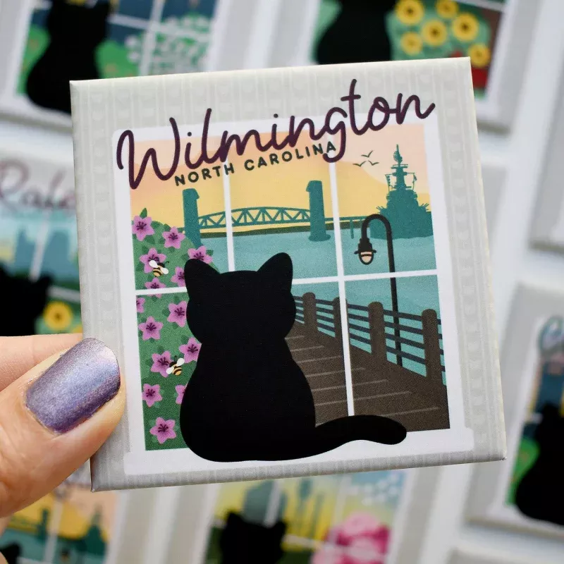 Wilmington Window View Cat Fridge Magnet