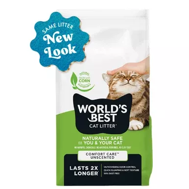 World’s Best Unscented Clumping Corn Cat Litter – 14 lb