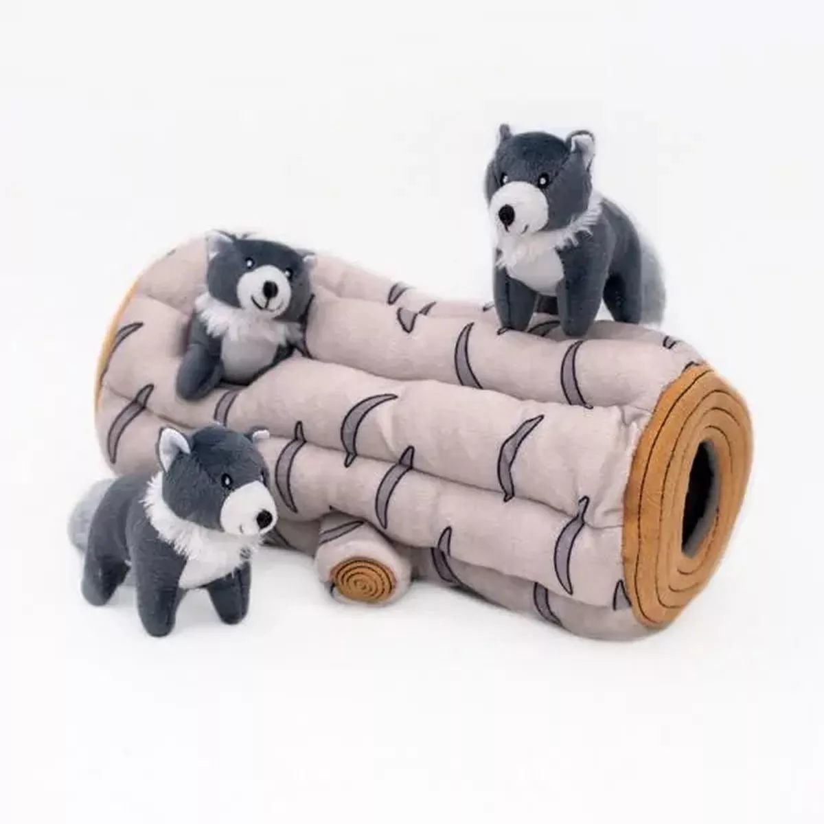 ZippyPaws "Zippy Burrow" Arctic Wolf Interactive Plush Dog Toy